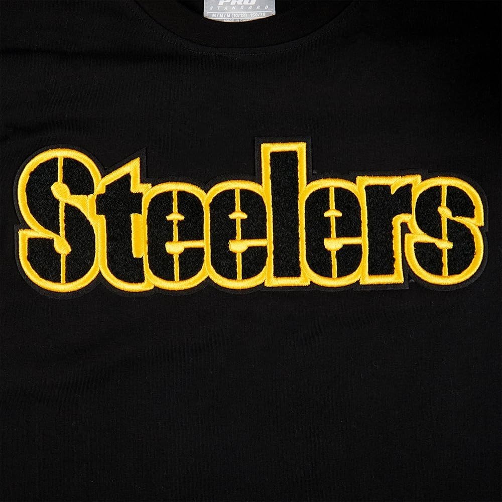 image:imagePro Standard Big Boys NFL Pittsburgh Steelers Classic Chenille Short Sleeve Tee Black M