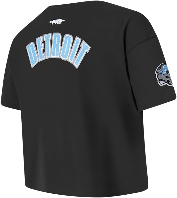 image:imagePro Standard Big Girls NFL Detroit Lions Classic Essentials Short Sleeve Boxy Tee Black S