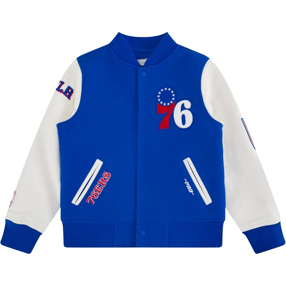 image:imagePro Standard NBA boys Pro Standard Big Boys Nba Classic Chenille Wool Varsity JacketRoyal BlueWhite