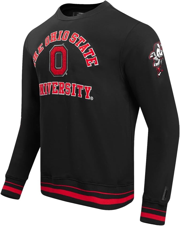 image:imagePro Standard Mens Pro Standard Mens Classic Chenille Brushed Back French Terry Crewneck SweatshirtBlackRedBlack