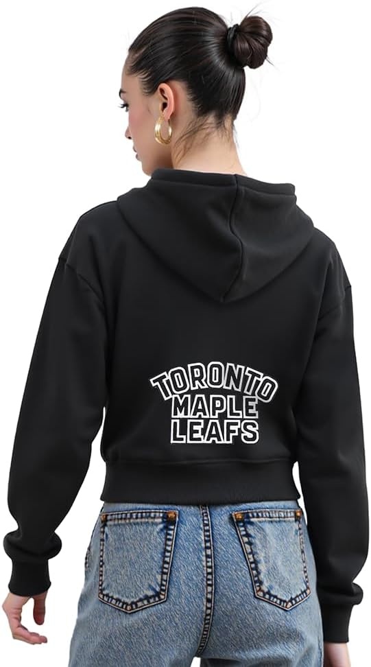 image:imagePro Standard Womens NHL Classic Chenille Brushed Back French Terry Cropped Pullover HoodieBlack
