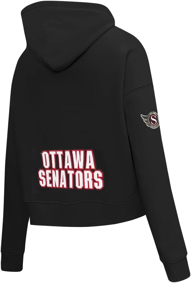 image:imagePro Standard Womens NHL Classic Chenille Brushed Back French Terry Cropped Pullover HoodieBlack