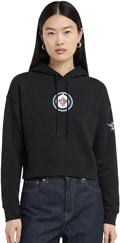 image:imagePro Standard Womens NHL Classic Chenille Brushed Back French Terry Cropped Pullover HoodieBlack