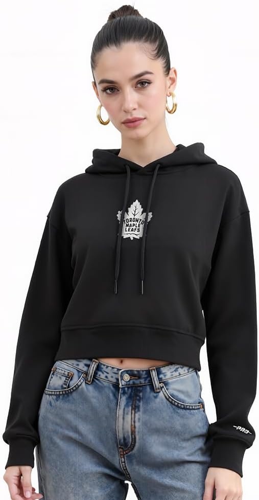 image:imagePro Standard Womens NHL Classic Chenille Brushed Back French Terry Cropped Pullover HoodieBlack