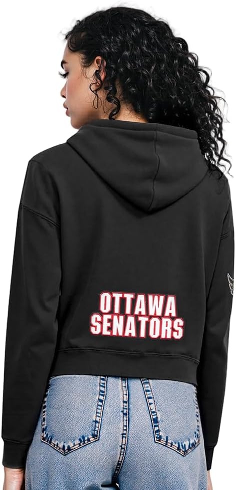 image:imagePro Standard Womens NHL Classic Chenille Brushed Back French Terry Cropped Pullover HoodieBlack