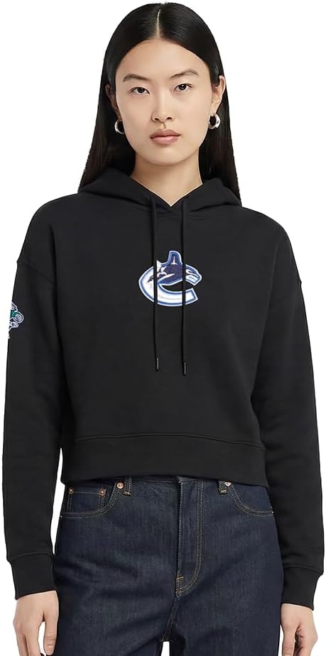 image:imagePro Standard Womens NHL Classic Chenille Brushed Back French Terry Cropped Pullover HoodieBlack