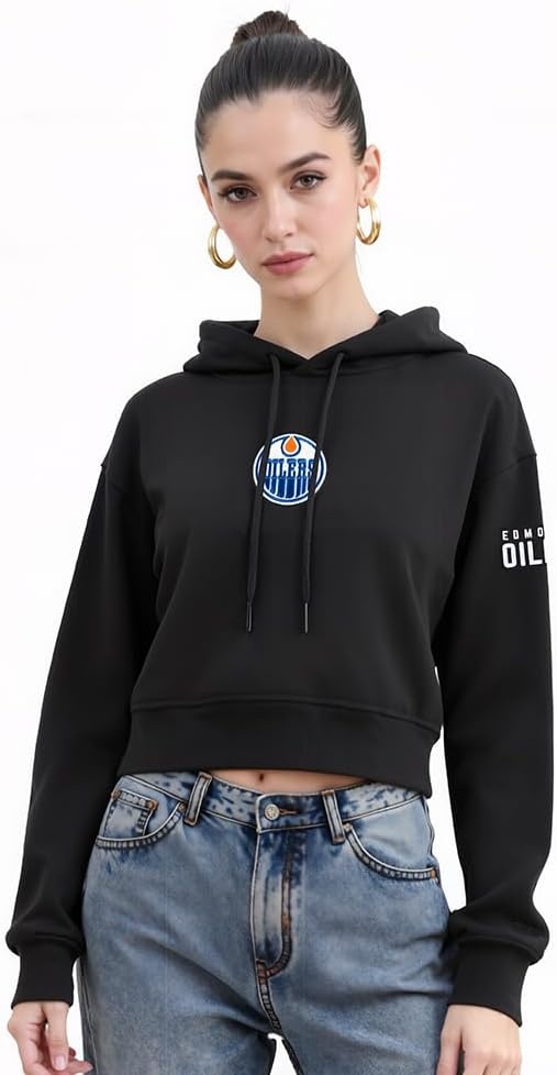 image:imagePro Standard Womens NHL Classic Chenille Brushed Back French Terry Cropped Pullover HoodieBlack