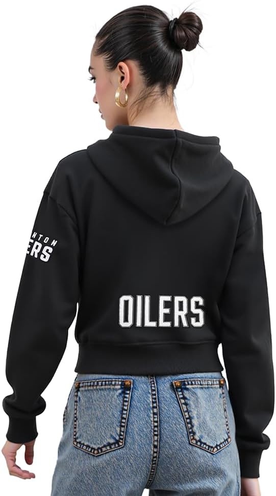 image:imagePro Standard Womens NHL Classic Chenille Brushed Back French Terry Cropped Pullover HoodieBlack