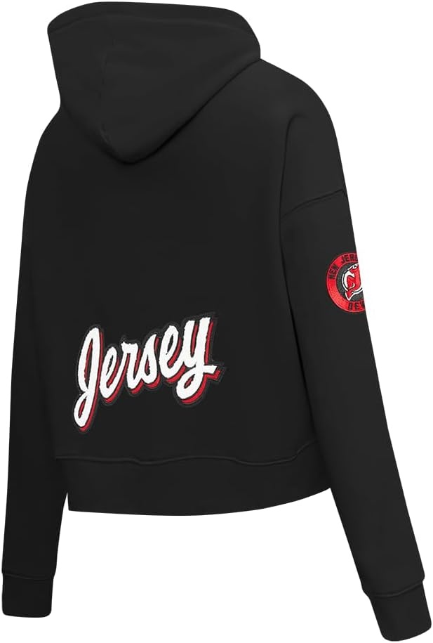 image:imagePro Standard Womens NHL Classic Chenille Brushed Back French Terry Cropped Pullover HoodieBlack
