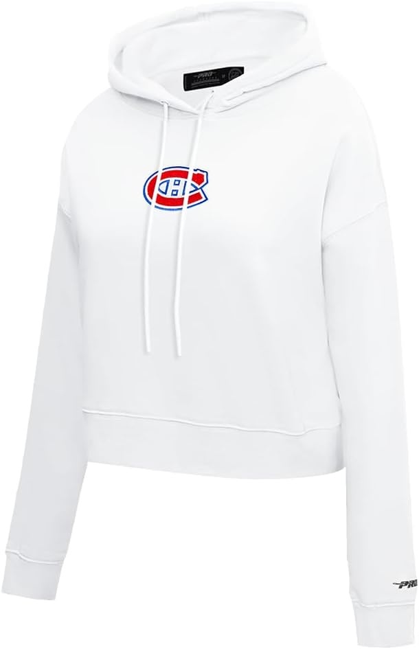 image:imagePro Standard Womens NHL Classic Chenille Brushed Back French Terry Cropped Pullover HoodieWhite