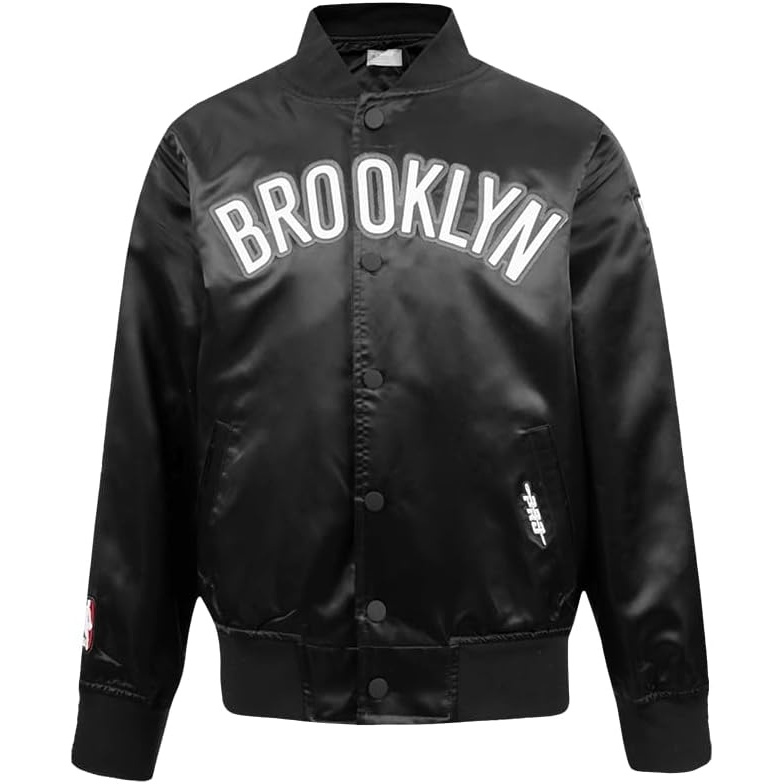 image:imagePro Standard Big Boys NBA Brooklyn Nets Classic Chenille Satin Jacket Black S