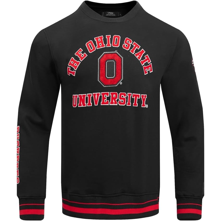 image:imagePro Standard Mens Pro Standard Mens Classic Chenille Brushed Back French Terry Crewneck SweatshirtBlackRedBlack