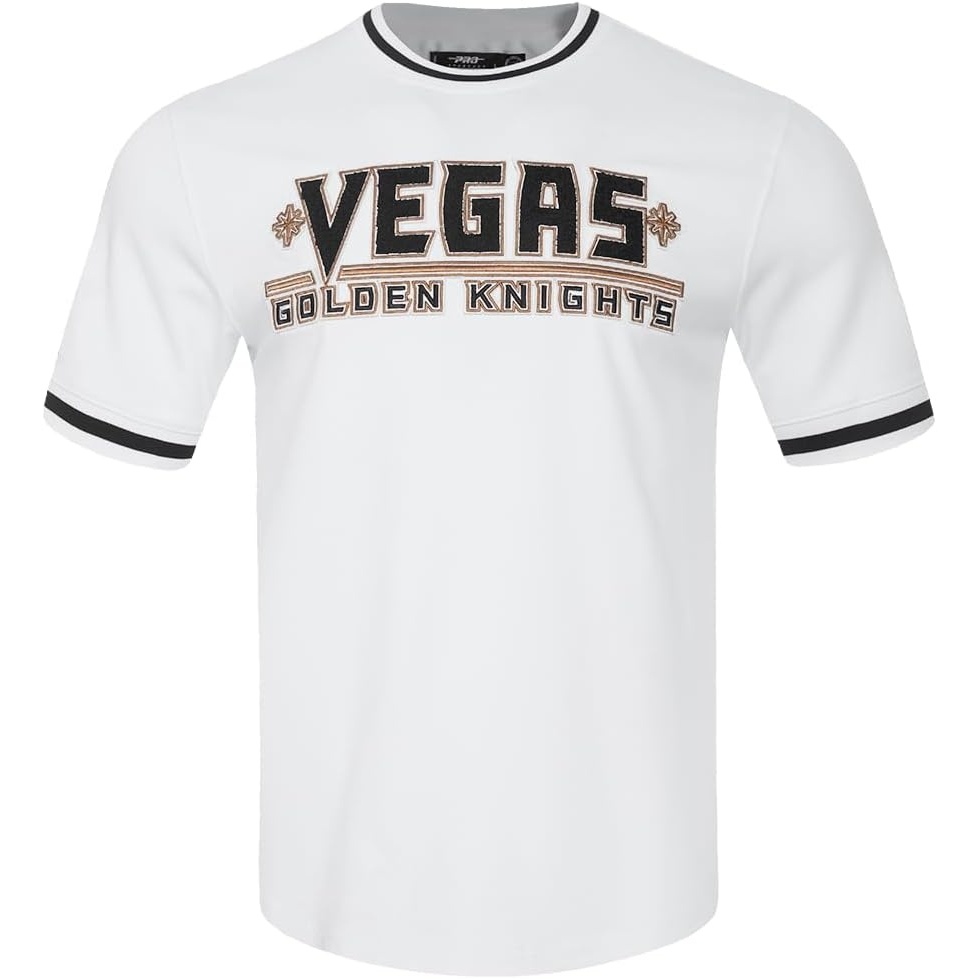 image:imagePro Standard NHL Mens Mens NHL Classic Chenille Cotton Double Knit Short Sleeve TeeWhiteBlack