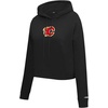 Pro Standard Womens NHL Classic Chenille Brushed Back French Terry Cropped Pullover Hoodie(Black)