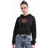 Pro Standard Womens NHL Classic Chenille Brushed Back French Terry Cropped Pullover Hoodie(Black)