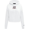 Pro Standard Womens NHL Classic Chenille Brushed Back French Terry Cropped Pullover Hoodie(White)