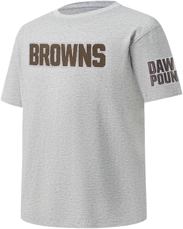 image:imagePro Standard Big Boys NFL Cleveland Browns Classic Chenille Short Sleeve Tee Heather Grey S