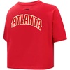 Pro Standard NBA Womens Womens NBA Classic Chenille Cotton Single Jersey Short Sleeve Boxy Tee(Red)