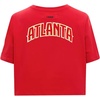 Pro Standard NBA Womens Womens NBA Classic Chenille Cotton Single Jersey Short Sleeve Boxy Tee(Red)