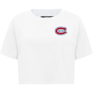 Pro Standard NHL Womens Pro Standard Womens NHL Classic Chenille Cotton Short Sleeve Boxy Tee(White)