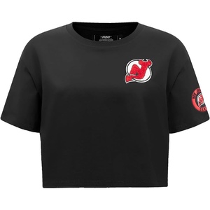 Pro Standard NHL Womens Womens NHL Classic Chenille Cotton Single Jersey Short Sleeve Boxy Tee(Black)