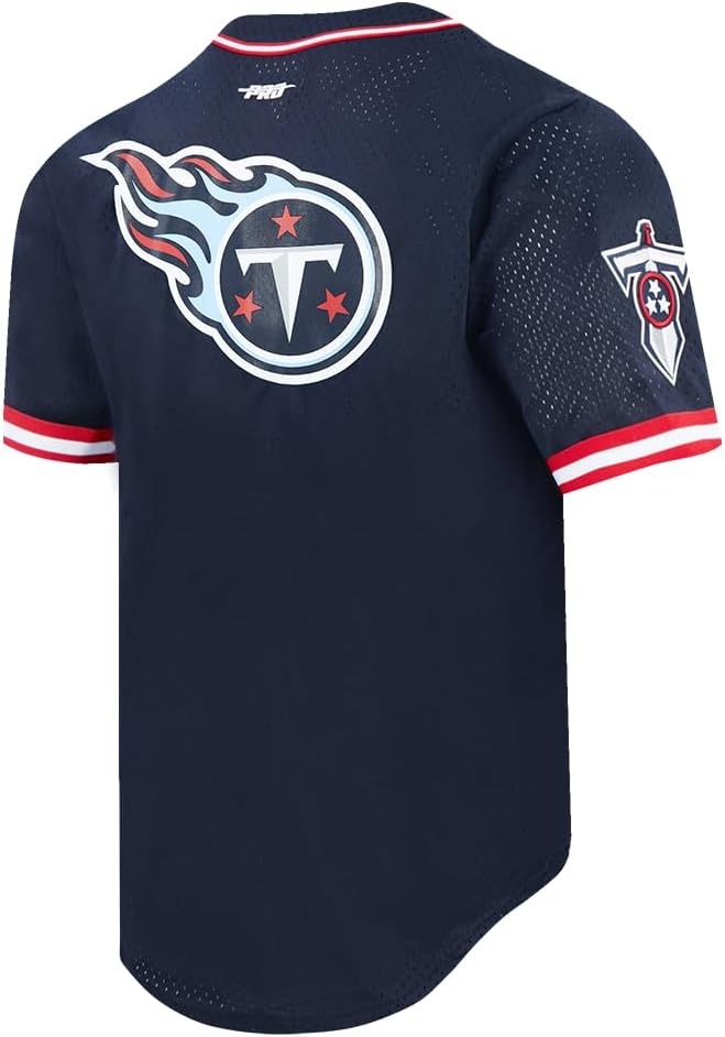 image:imagePro Standard Mens NFL Mesh Button Down TopMidnight NavyRed