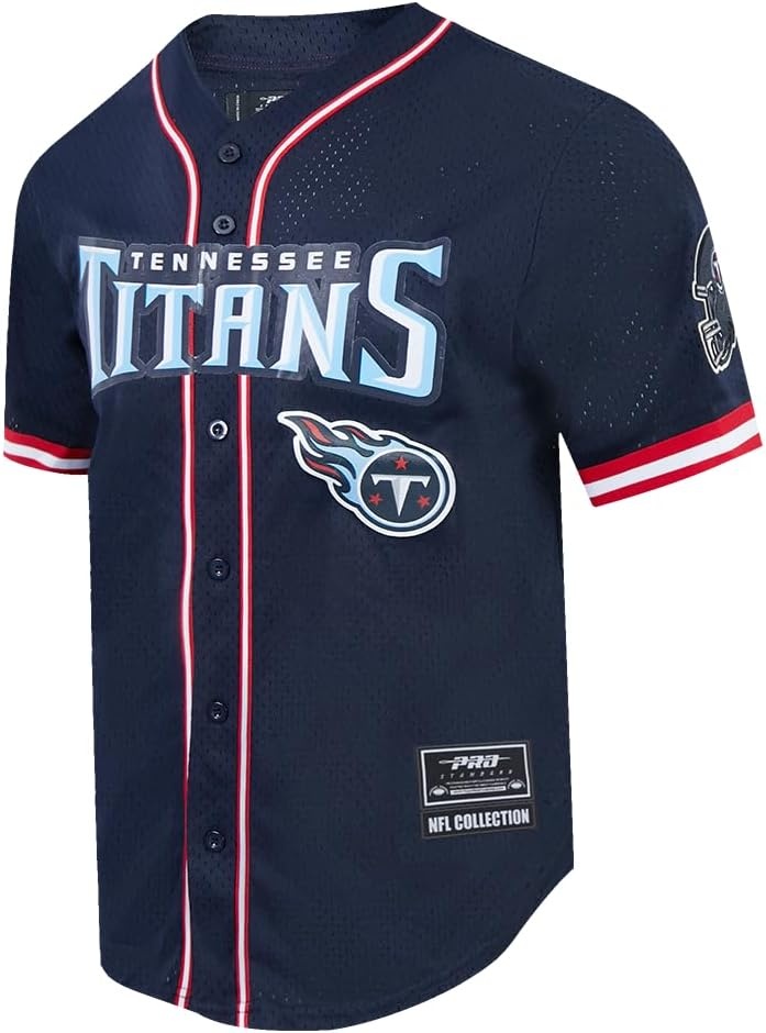 image:imagePro Standard Mens NFL Mesh Button Down TopMidnight NavyRed