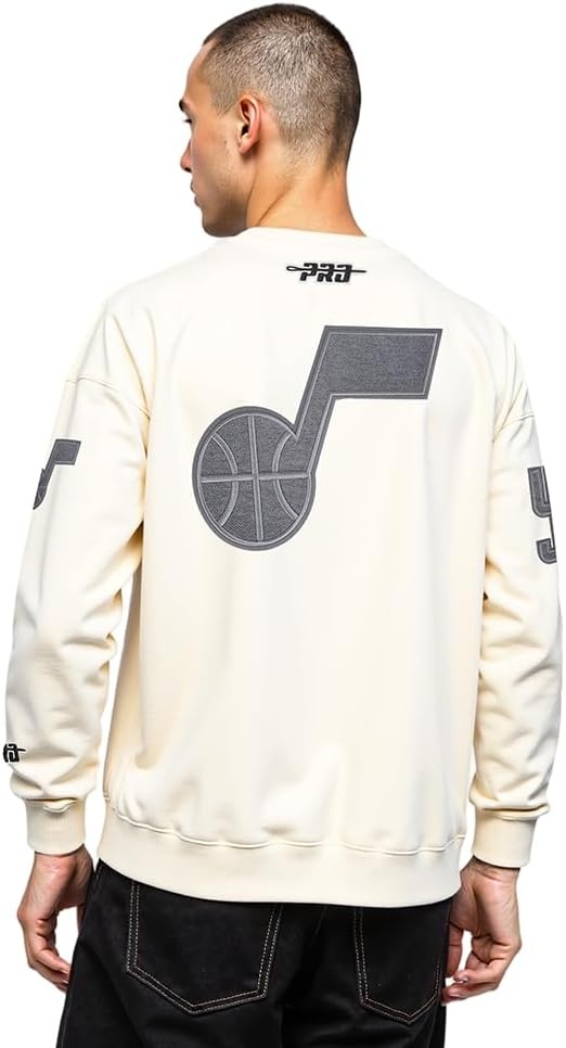 image:imagePro Standard Mens NBA Reverse French Terry Brushed Back French Terry Crewneck SweatshirtEggshell