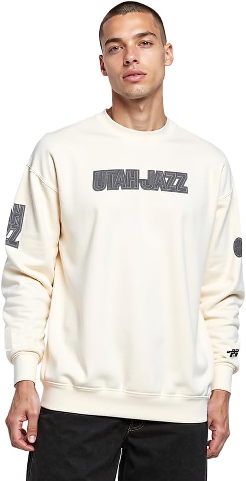 image:imagePro Standard Mens NBA Reverse French Terry Brushed Back French Terry Crewneck SweatshirtEggshell