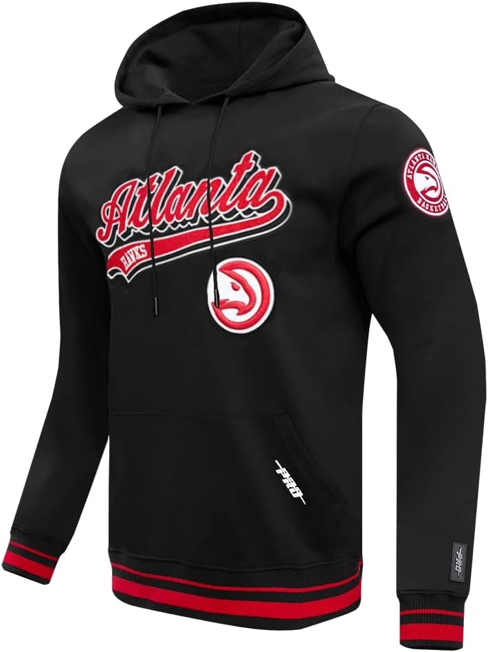 image:imagePro Standard Mens NBA Script Tail Brushed Back French Terry Pull Over HoodieBlackRedBlack