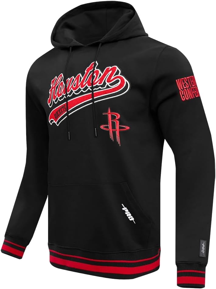 image:imagePro Standard Mens NBA Script Tail Brushed Back French Terry Pull Over HoodieBlackRedBlack