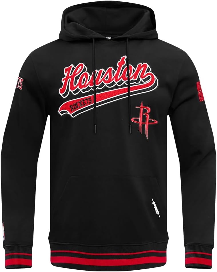 image:imagePro Standard Mens NBA Script Tail Brushed Back French Terry Pull Over HoodieBlackRedBlack