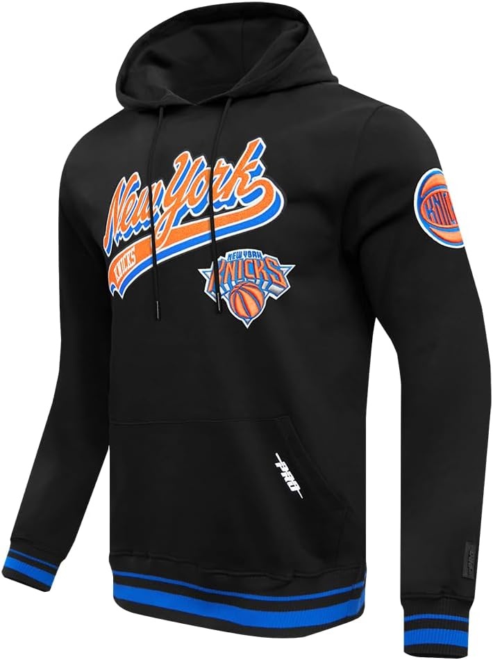 image:imagePro Standard Mens NBA Script Tail Brushed Back French Terry Pull Over HoodieBlackRoyal BlueBlack