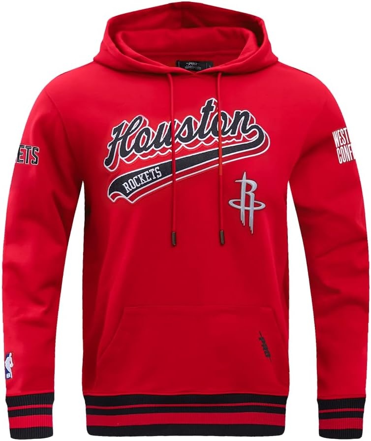 image:imagePro Standard Mens NBA Script Tail Brushed Back French Terry Pull Over HoodieRedBlack