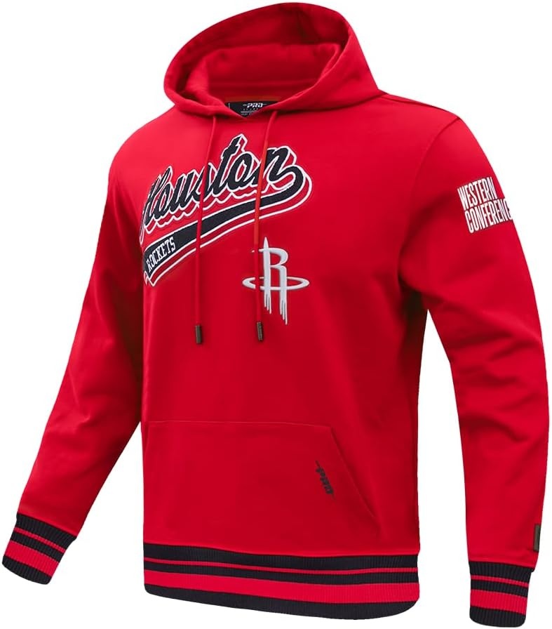image:imagePro Standard Mens NBA Script Tail Brushed Back French Terry Pull Over HoodieRedBlack