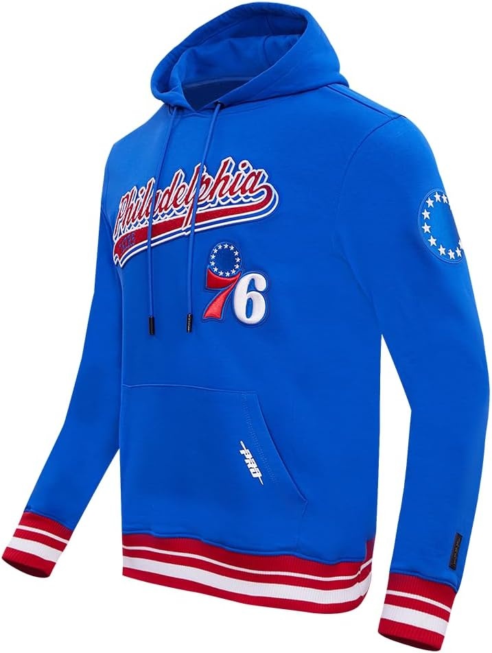 image:imagePro Standard Mens NBA Script Tail Brushed Back French Terry Pull Over HoodieRoyal BlueRed