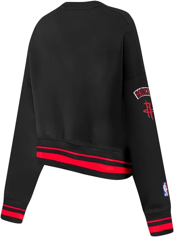 image:imagePro Standard NBA womens Womens Nba Mash Up Brushed Back French Terry Crewneck SweatshirtBlackRedBlack