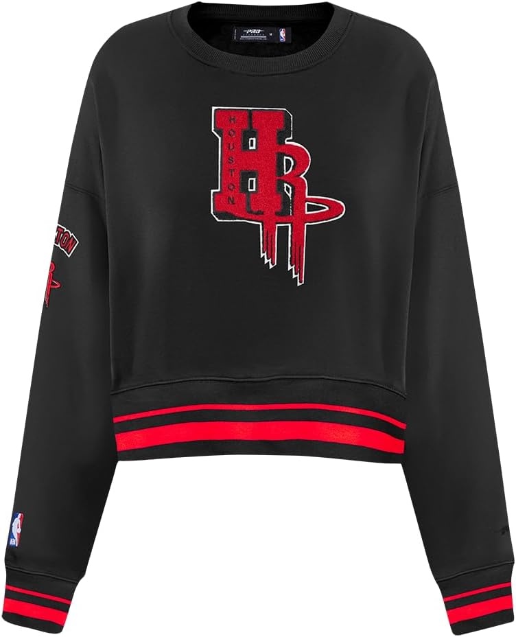 image:imagePro Standard NBA womens Womens Nba Mash Up Brushed Back French Terry Crewneck SweatshirtBlackRedBlack
