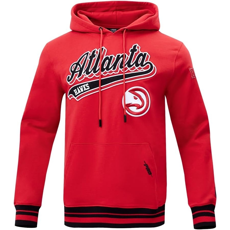 image:imagePro Standard Mens NBA Script Tail Brushed Back French Terry Pull Over HoodieRedBlack