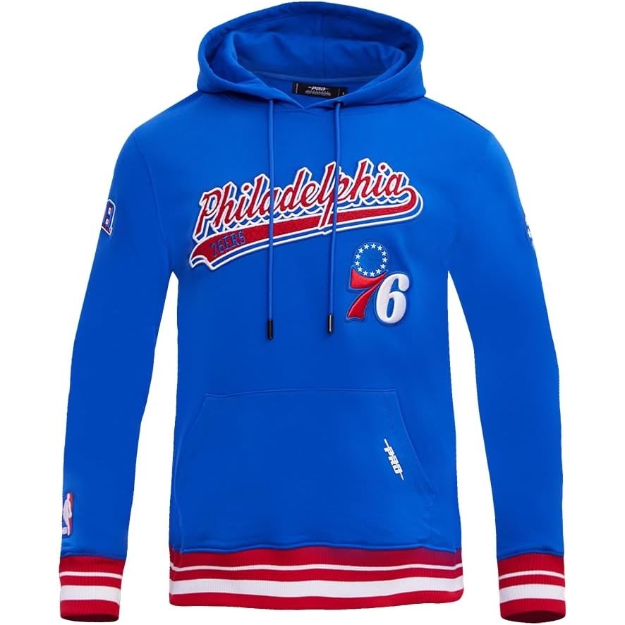 image:imagePro Standard Mens NBA Script Tail Brushed Back French Terry Pull Over HoodieRoyal BlueRed