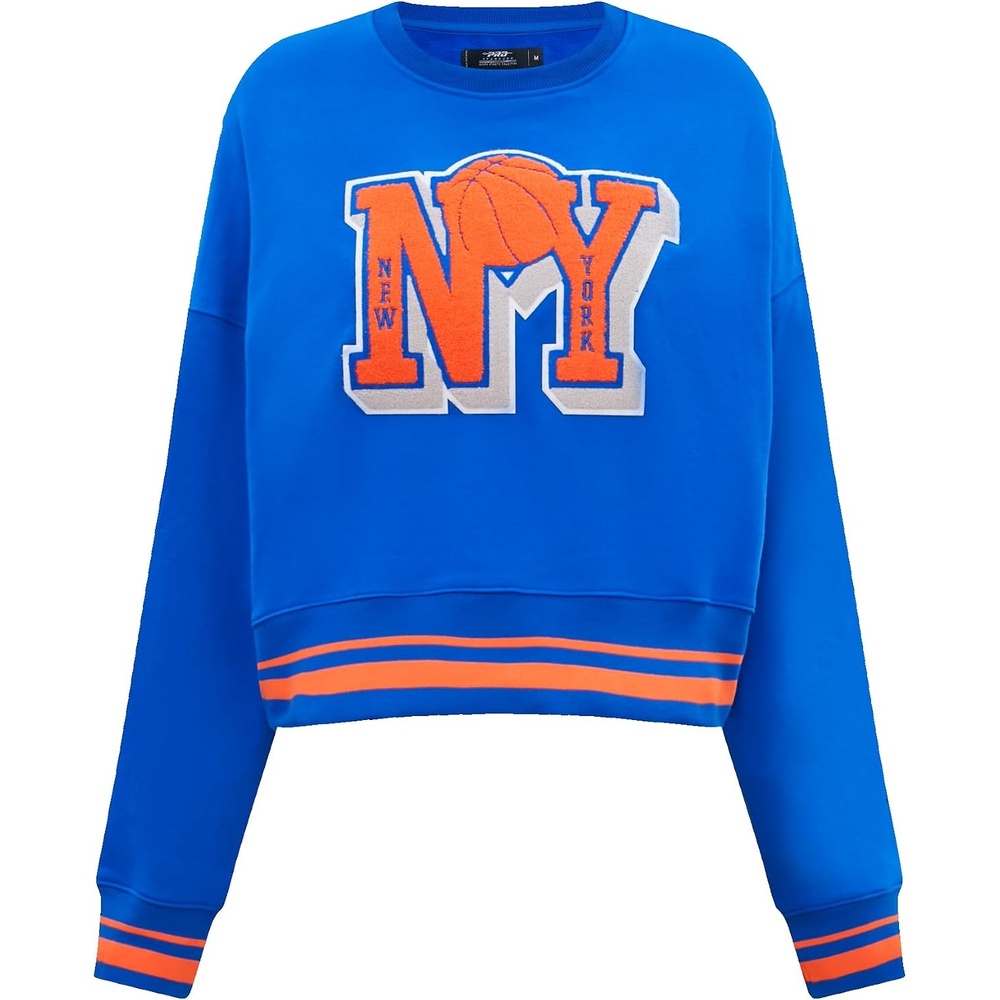 image:imagePro Standard NBA womens Womens Nba Mash Up Brushed Back French Terry Crewneck SweatshirtRoyalOrangeRoyal