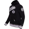 Pro Standard Mens NBA Script Tail Brushed Back French Terry Pull Over Hoodie(Black/Gray)