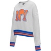 Pro Standard NBA womens Womens Nba Mash Up Brushed Back French Terry Crewneck Sweatshirt(Heather Grey/Royal/Orange)