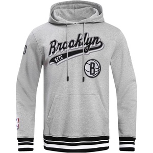 Pro Standard Mens NBA Script Tail Brushed Back French Terry Pull Over Hoodie(Heather Gray/Black)