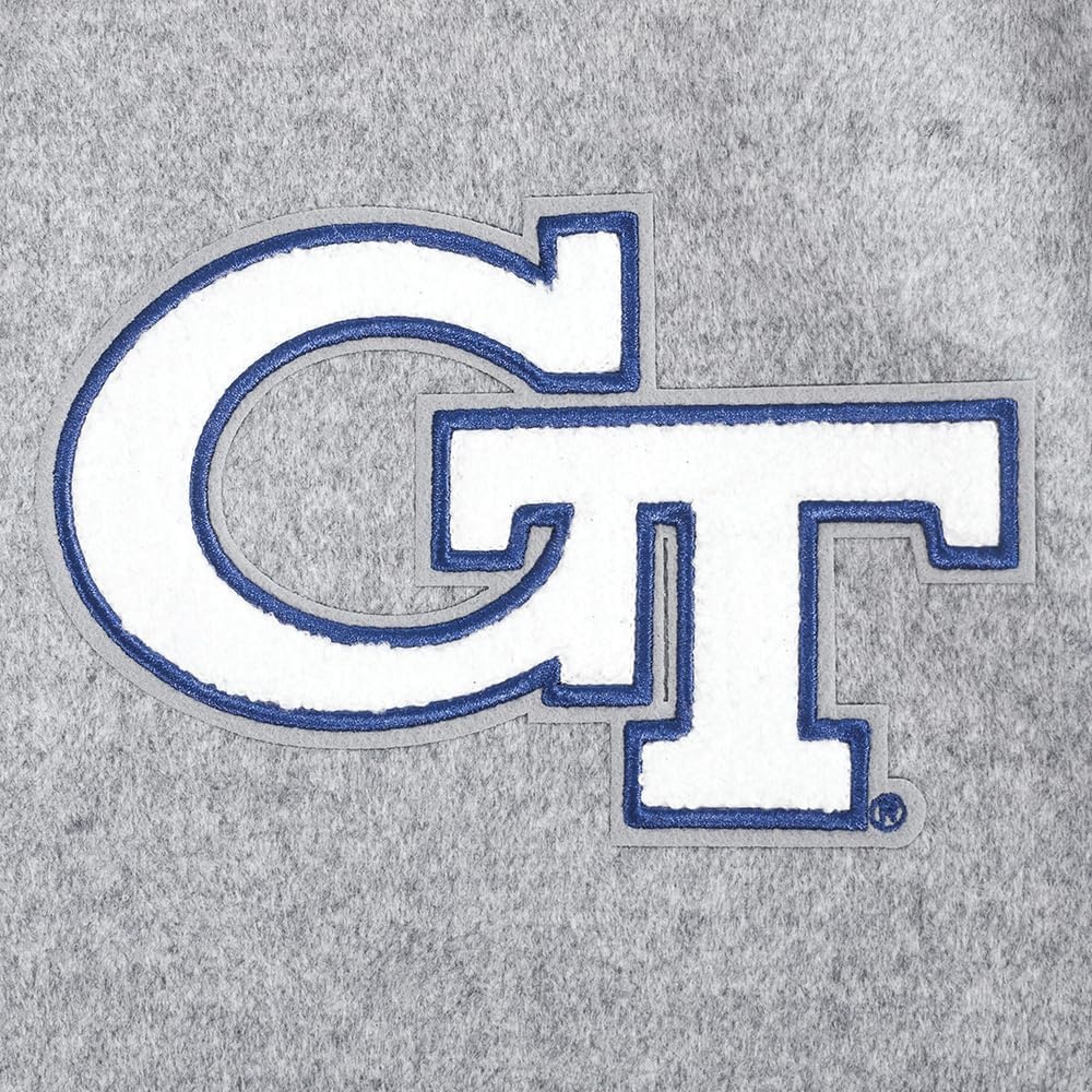 image:imagePro Standard NCAA mens Mens College Classic Chenille Wool Varsity JacketHeather GrayWhite