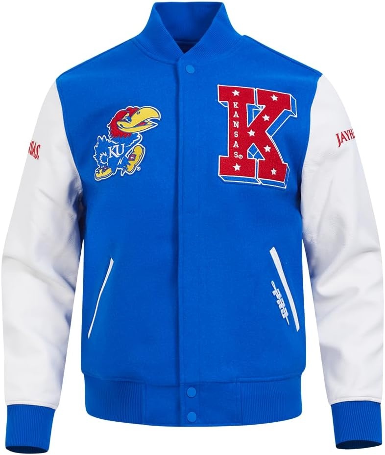 image:imagePro Standard NCAA mens Mens College Classic Chenille Wool Varsity JacketRoyal BlueWhite