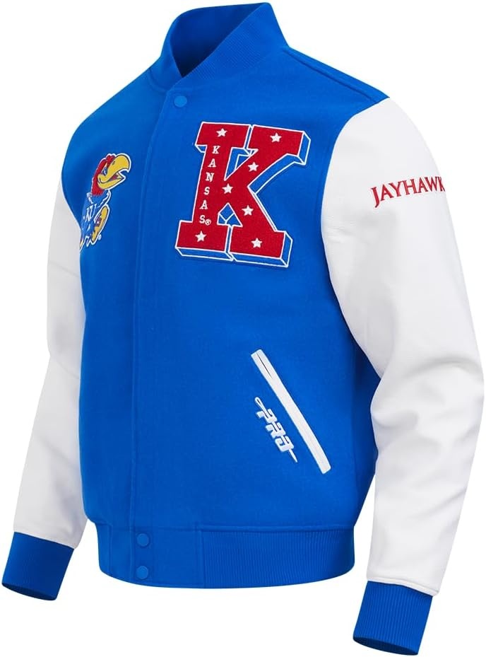 image:imagePro Standard NCAA mens Mens College Classic Chenille Wool Varsity JacketRoyal BlueWhite