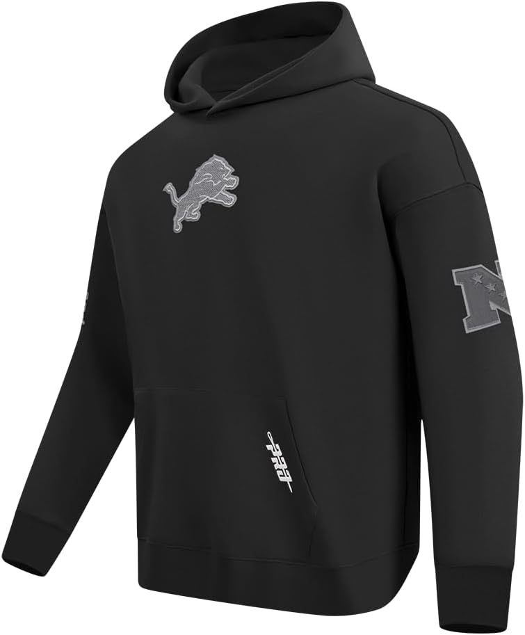 image:imagePro Standard Mens NFL Detroit Lions Reverse French Terry Pull Over Hoodie Black XL