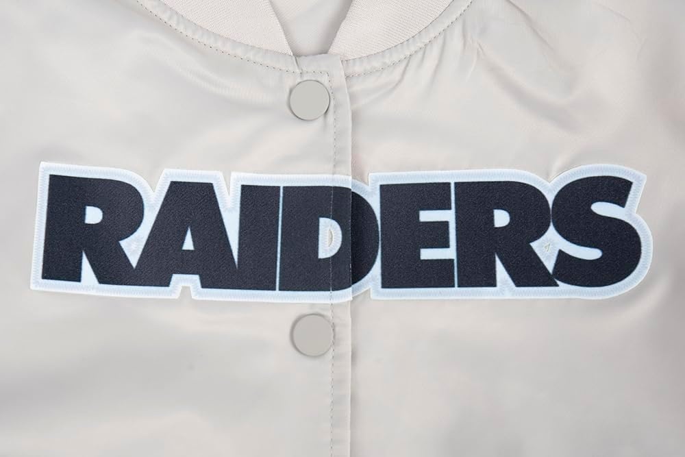 image:imagePro Standard Womens NFL Las Vegas Raiders Classic Chenille Satin Jacket Silver M
