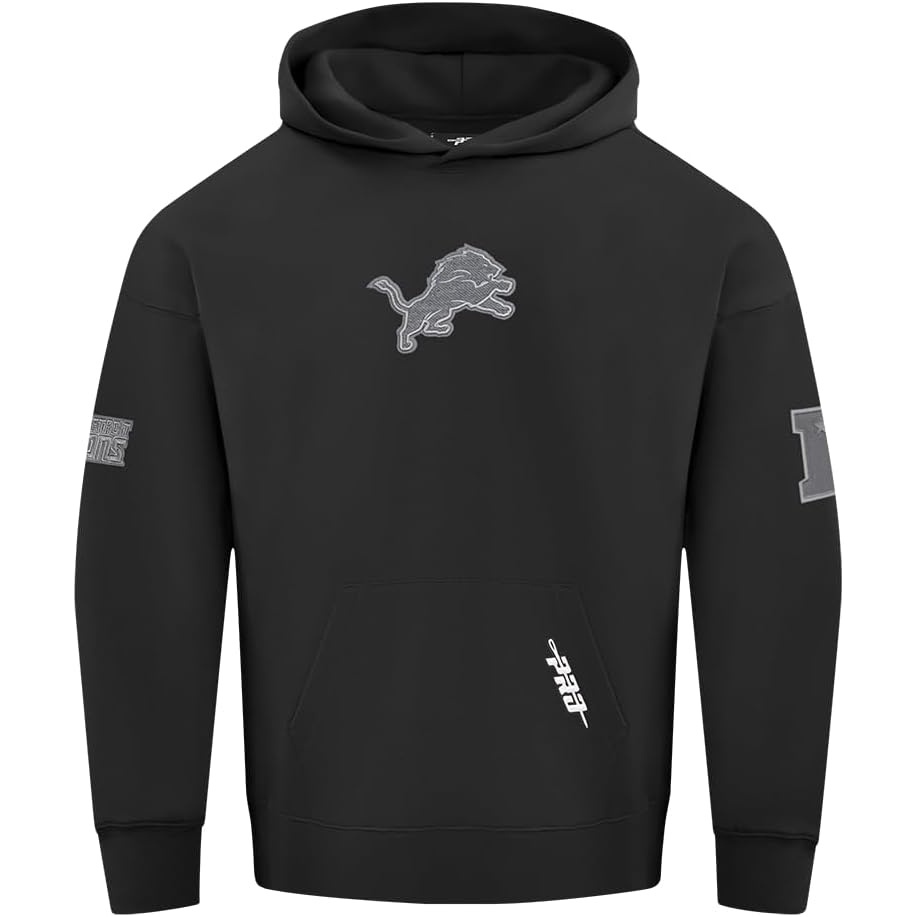 image:imagePro Standard Mens NFL Detroit Lions Reverse French Terry Pull Over Hoodie Black XL